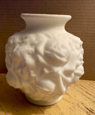 Imperial Glass White Matte Milk Glass Raised Relief Rose Design 6
