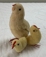 Three Easter Chicks, Spun Cotton, 2 Small, 1 Large, Light Yellow picture