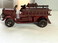 Vintage Style Red Metal Fire Truck Firefighting & Rescue Model with Ladder Hose picture