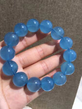 16mm Natural Blue Aquamarine Crystal Gemstone Round Beads Bracelet AAAAA picture
