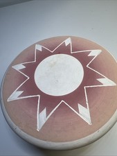 Lakota Sioux pottery lidded bowl signed 5”wide Shades Of Pink And Cream Star picture