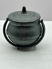 1930s Vntg English Pewter Mini Cauldron w/Lid Pearson Page Jewsbury, RD-756154 picture