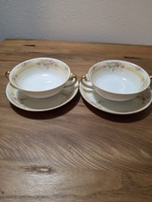 Vintage MEITO CHINA, Japan Soup Bowls And Matching Saucers, 1940s-50's Elegant picture