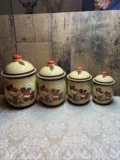 Vintage Mid. Century  Brown Strawberry  Canister Ceramic Set Of Four, Japan picture