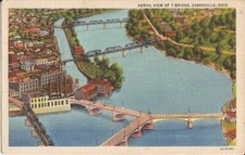 Zanesville, OHIO - Y Bridge - Licking & Muskingum Rivers - 1934 picture
