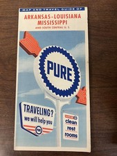 Vintage Pure Oil Arkansas-Louisiana Mississippi Road Map,1950's picture