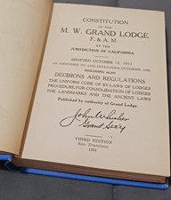 Antique/Vintage 20s Masonic Book-Master Mason-Consititution M.W. Grand Lodge CA picture