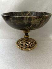 Jay Strongwater Jeweled Enameled Pedestal Black Marble Compote Dish Bowl NICE picture