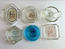 Variety Lot 6 Vintage Glass Ashtrays Pennsylvania Fairmont Blue Flame Grossinger picture