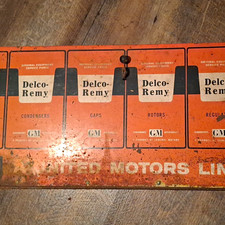 Delco-Remy Vintage GM Parts Countertop Store Display Bin Cabinet, Orange/Black picture