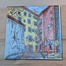 Vintage Portuguese Azulejo Tile Hand Painted Ceres Coimbra Lisbon Scene 4.5x4.5 picture
