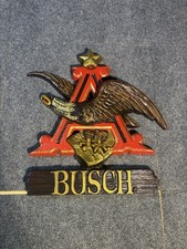 Vintage 70s Anheuser Busch Eagle Sign Plastic Wall Hanging Bar Beer Faux Wood picture
