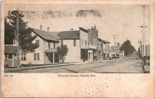 Vintage Postcard Prospect St. Merrill Wisconsin WI 1909 Store Fronts Home   Q222 picture