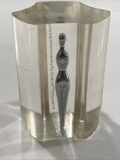 VTG Drug Rep Lucite Illusion Paperweight Preludin Woman Figurine Pharma Medicine picture