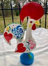VTG Folk Art Chicken Ceramic Pottery Rooster Figurine Handpainted Portugal 11” picture