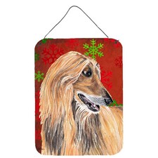 Caroline's Treasures SC9501DS1216 Afghan Hound Red Snowflakes Plaque 12x16 picture
