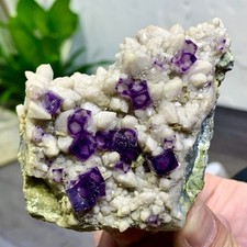 340G Natural purple fluorite Cube white crystal cluster mineral China picture