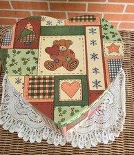 Valerie Parr Hill Christmas Heart Nesting Boxes Set of 5 Holiday Storage 10” VTG picture