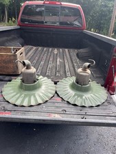 2-VTG Industrial Radial Wave Porcelain Enamel Green 20” Gas Station / Barn Light picture