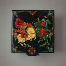 Authentic Hand-Painted Russian Lacquer Box – Signed Original Miniature Folk Art- picture