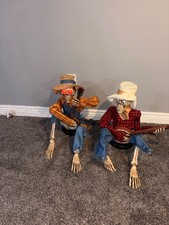 Animated Music Dueling Banjo Skeletons Halloween Tested Works Great W/  Box picture