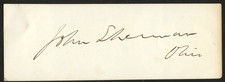 John Sherman d1900 signed autograph 1.5x4 cut US Senator state Ohio ^ picture