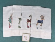 Dept 56 Patience Brewster Handcrafted White Linen Tea Towel Set of 4 ~ New picture