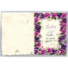 Vintage 1953 Hallmark Easter Greeting Card Pansies Floral 15 E9-9 picture