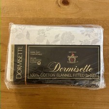 Vintage NIP Dormisette 100% Cotton Flannel Fitted Sheet Twin White Gray Floral picture