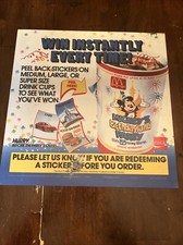 1988 MCDONALD'S WALT DISNEY WORLD MICKEYS BIRTHDAYLAND HAPPY MEAL TRANSLITE SIGN picture