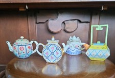 Set of 4 different Mini JAPANESE KAKIEMON Delton CERAMIC TEAPOTs picture