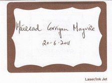 Nobel Prize Mairead Corrigan 1976 Peace RARE SIGNED BOOKPLATE STICKER AUTOGRAPH picture
