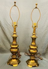 Pair of 1960's Mid Century Brass Stiffel Table Lamps 20.5