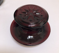VTG Wheaton Snowflake Sunburst Ruby Red Glass Apothecary Jar Canister *LID ONLY* picture