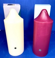 (2) PartyLite 3 x 7 Bell Top Pillar Candle S3723 Cranberry-S3711 Vanilla picture