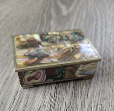Vintage Mexican Alpaca-Abalone Shell Pill Trinket Box picture