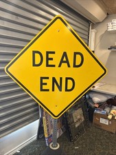 EXTRA LARGE 41”x41” vintage metal aluminum Real DOT retired DEAD END road sign picture