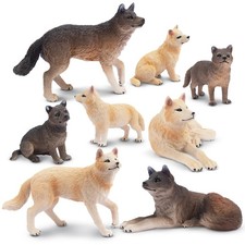 Toymany 8-pcs Wolf Animal Figurine, Realistic, Collectible Hand-painted  Toy Set picture
