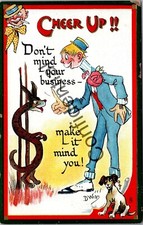 Vintage Artist Signed Dwig Cheer Up w/ Bouvier Buchu Gin Ad Embossed Tucks N362 picture