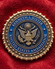 Rare Authentic President Trump India Ambassador Kenneth Juster Challenge Coin picture