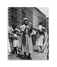 1950 Black Woman Playing a Tambourine in East Harlem, Vintage Photo Reprint picture