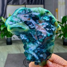 1.86LB Natural green agate crystal rough raw stone mineral specimen picture