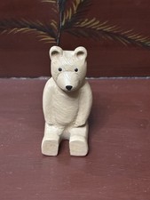 Mark Glandon Folk Art Primitive Original Hand Carved Painted Teddy Bear picture