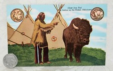 161w. UNUSED, CHIEF IRON TAIL, THE INDIAN ON THE BUFFALO NICKEL, OKLA, + 1936 5c picture