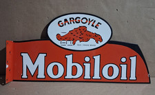 Gargoyle Mobiloil porcelain Enamel Sign 21x10   Inches 2 Sided picture