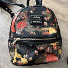 Rare Loungefly Disney Mulan Mushu Floral Mini Backpack Heart Logo Dragon Print picture
