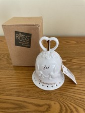 First Anniversary Porcelain Bell with Doves New Russ Collectible Gift with Box picture