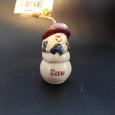 Elaine Personalized Christmas Ornament Snowman Name Kidcore Folk Art Gift picture