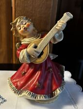 Goebel Hummel Red Angel Music Box Playing Silent Night EUC 1971 Sm Candle Holder picture