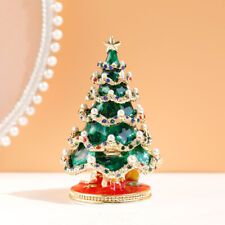 Christmas Tree Jewelry Box Hinge Rhinestone Gemstone Color Enamel Ring Box picture